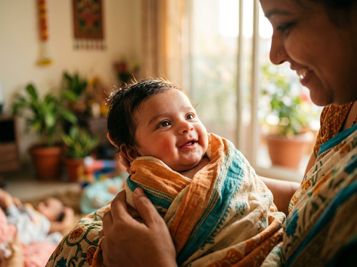 A swaddled newborn, symbolizing the success of consulting an infertility specialist